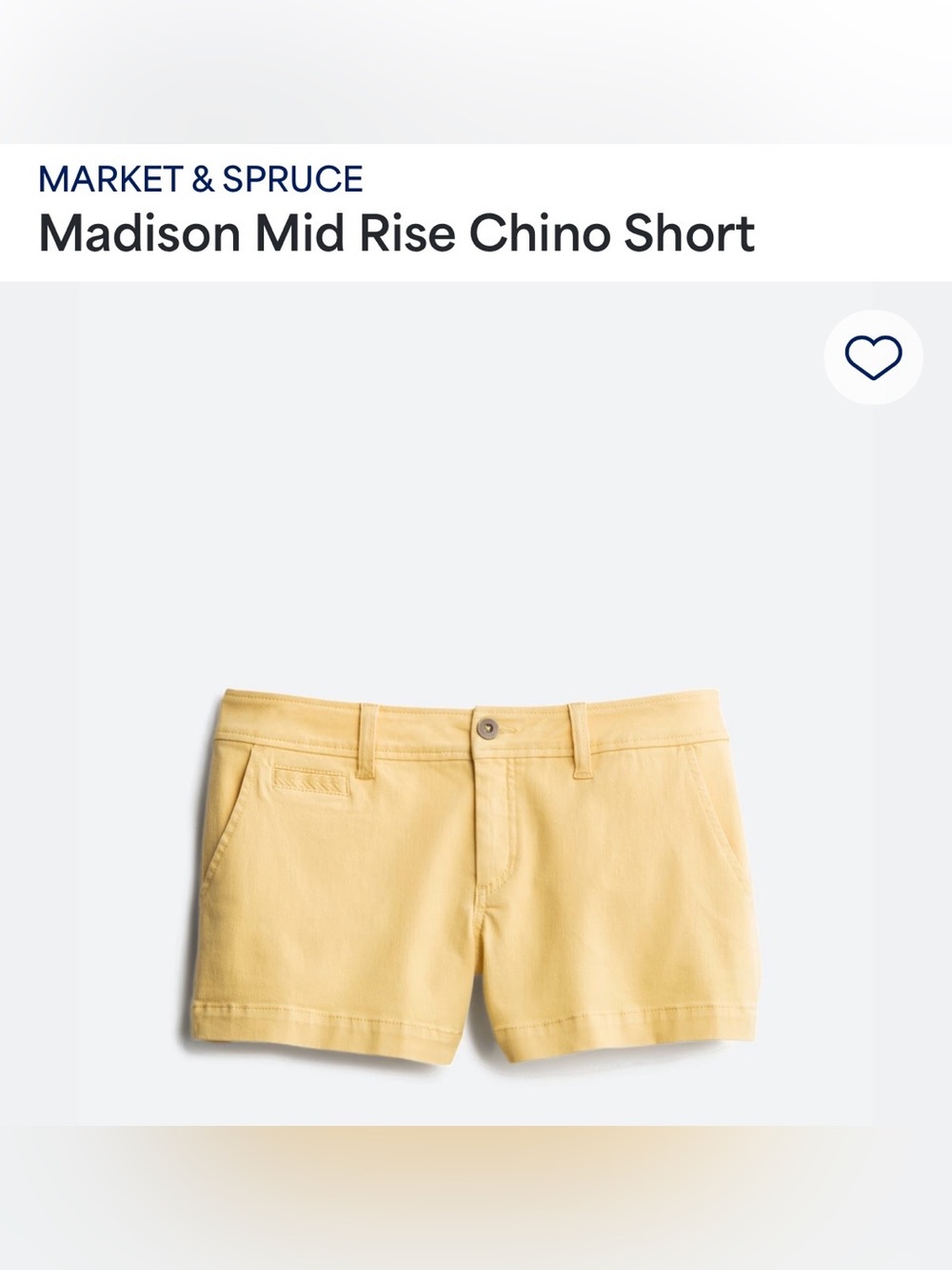 Market & Spruce Yellow Madison Mid Rise Chino Shorts